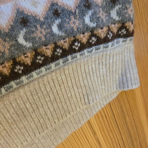 J. Crew Fair Isle Sweater Size M Lambswool Blend Eclectic Grandpa Cozy Celestial - Picture 5 of 11